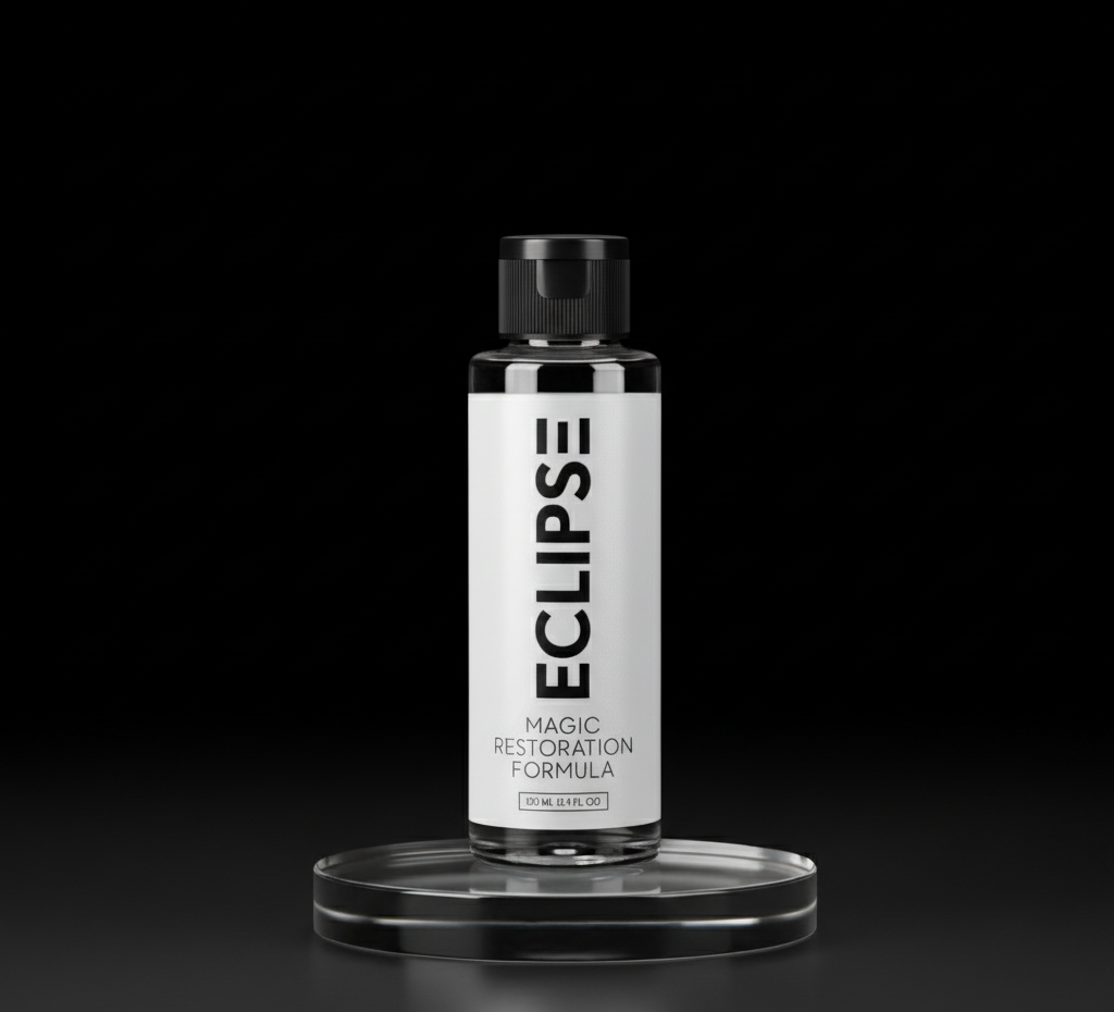 Bottle labeled 'Eclipse' on a black background